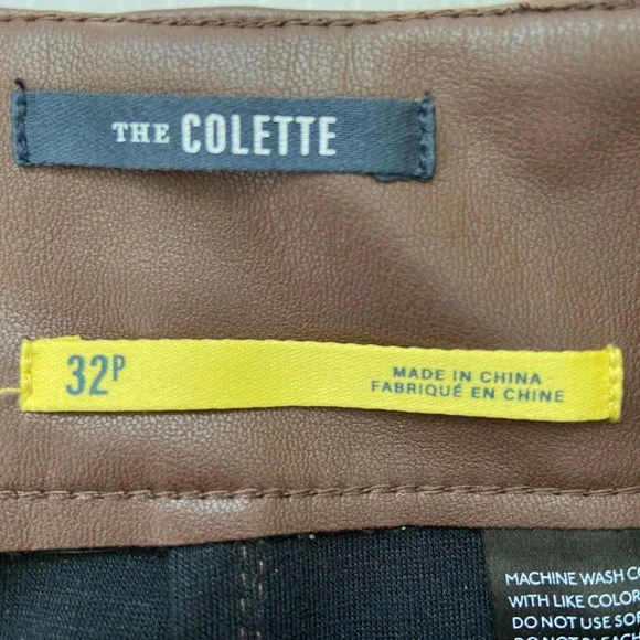 Maeve The Colette Cropped Vegan Leather Pants Chocolate Brown Womens 32 Petite - Picture 10 of 13